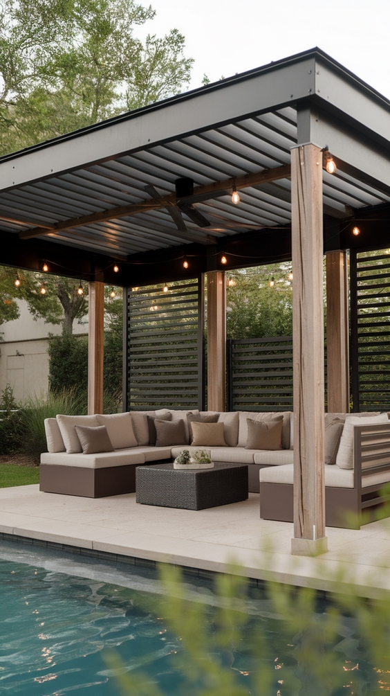 Pool Pavilion Ideas for Outdoor Living with Bar, Kitchen, Fireplace & More