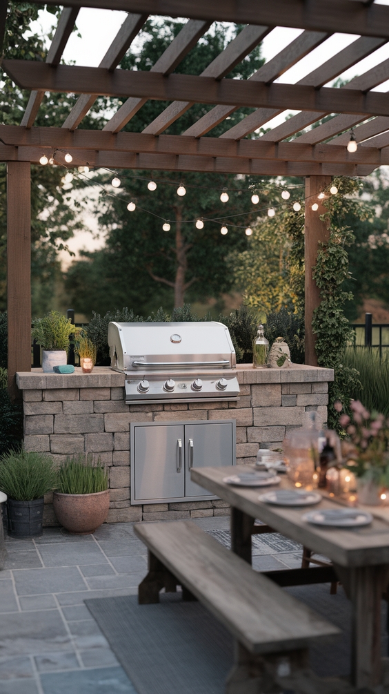 Outdoor BBQ Area with Roof Ideas for Stylish and Functional Backyard Grilling Spaces