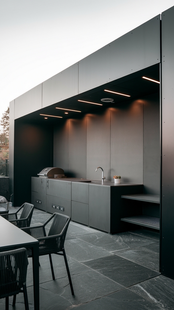 Outdoor BBQ Area with Roof Ideas for Stylish and Functional Backyard Grilling Spaces