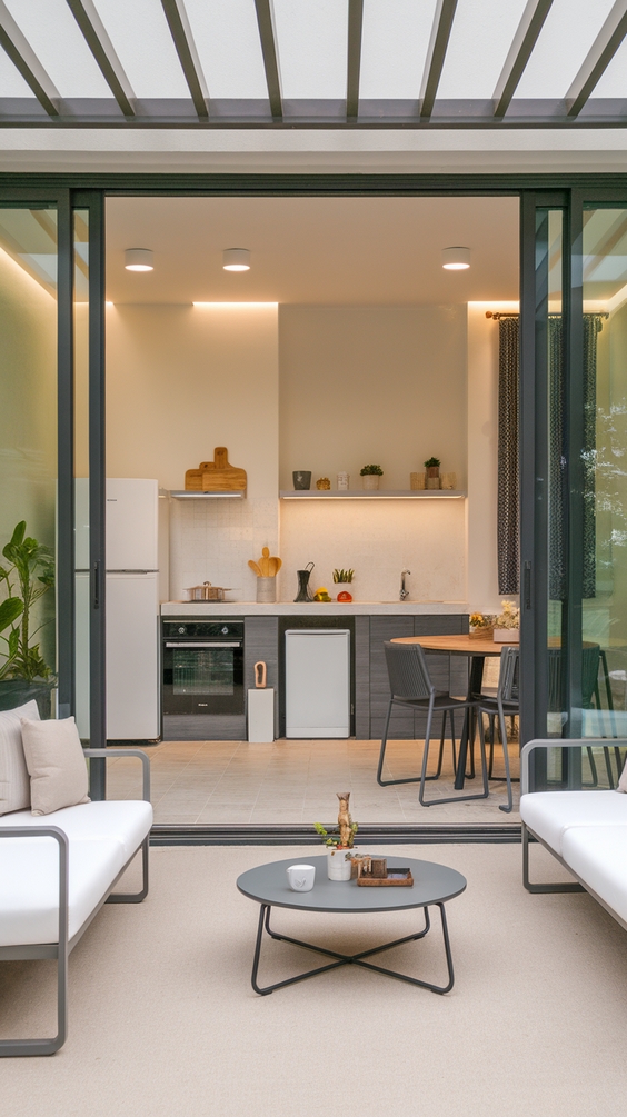 Indoor Outdoor Living Room Ideas with Sliding Doors, Rugs, and Modern Glass Wall Designs