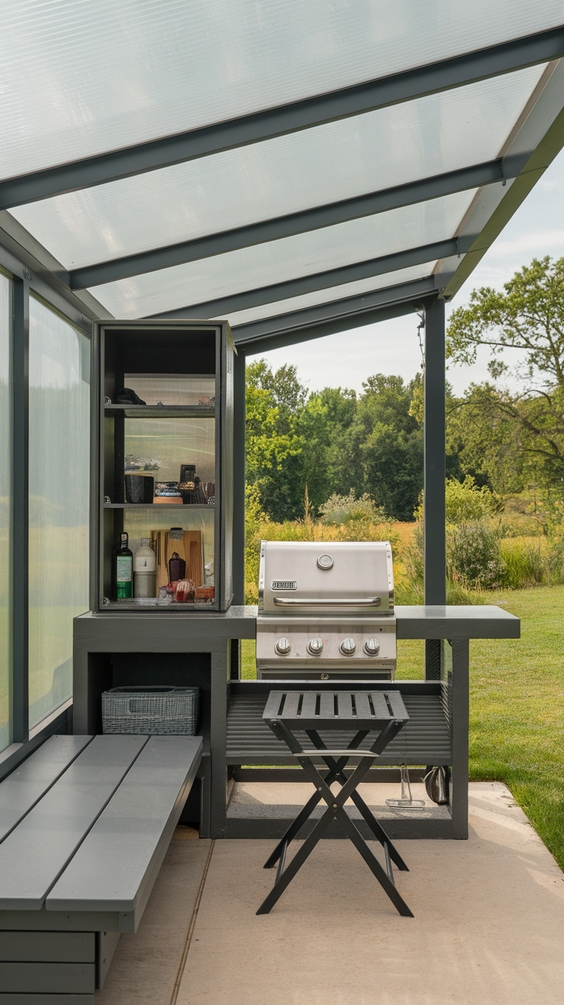 Outdoor BBQ Area with Roof Ideas for Stylish and Functional Backyard Grilling Spaces