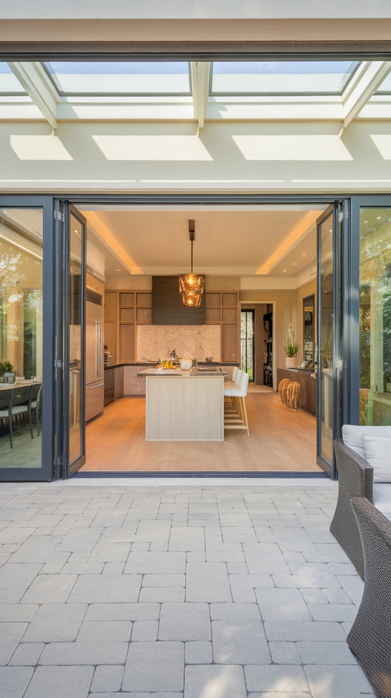 Indoor Outdoor Living Room Ideas with Sliding Doors, Rugs, and Modern Glass Wall Designs