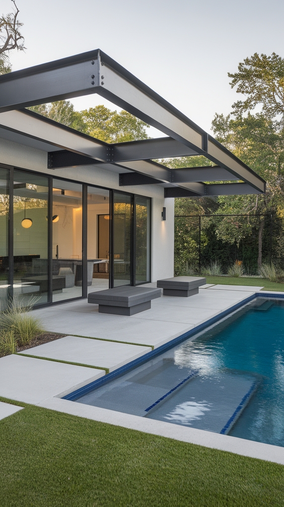 Pool Pavilion Ideas for Outdoor Living with Bar, Kitchen, Fireplace & More