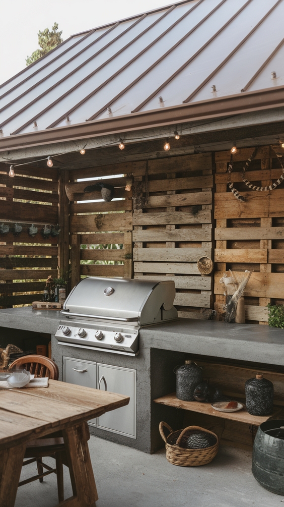 Outdoor BBQ Area with Roof Ideas for Stylish and Functional Backyard Grilling Spaces