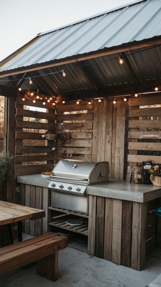 Outdoor BBQ Area with Roof Ideas for Stylish and Functional Backyard Grilling Spaces