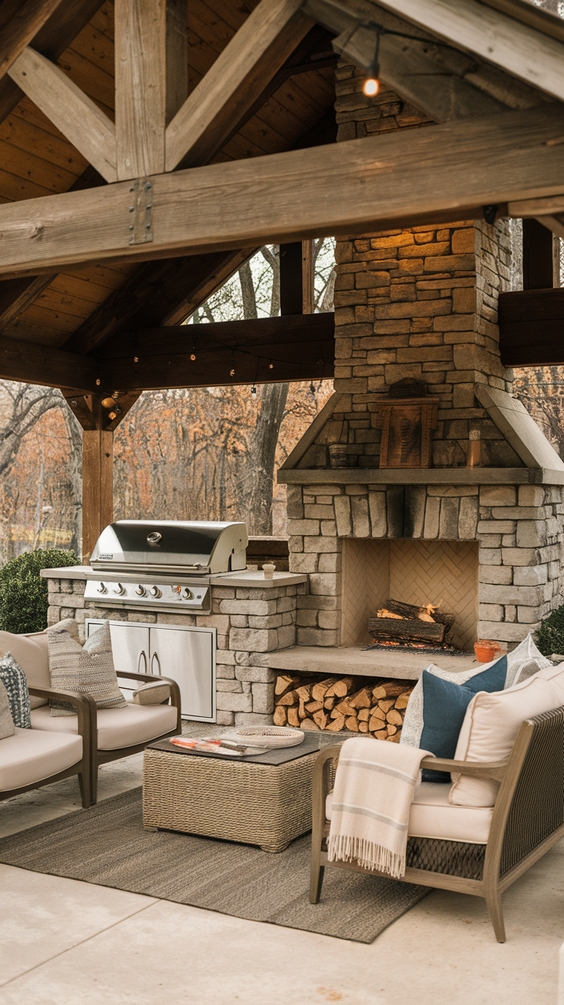 Outdoor BBQ Area with Roof Ideas for Stylish and Functional Backyard Grilling Spaces
