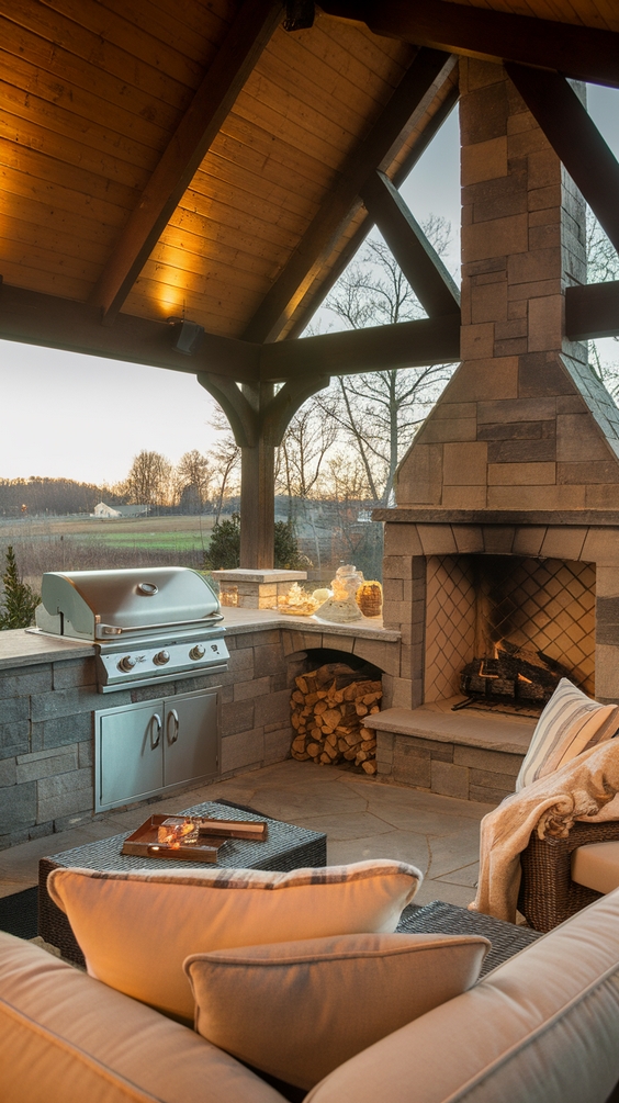 Outdoor BBQ Area with Roof Ideas for Stylish and Functional Backyard Grilling Spaces