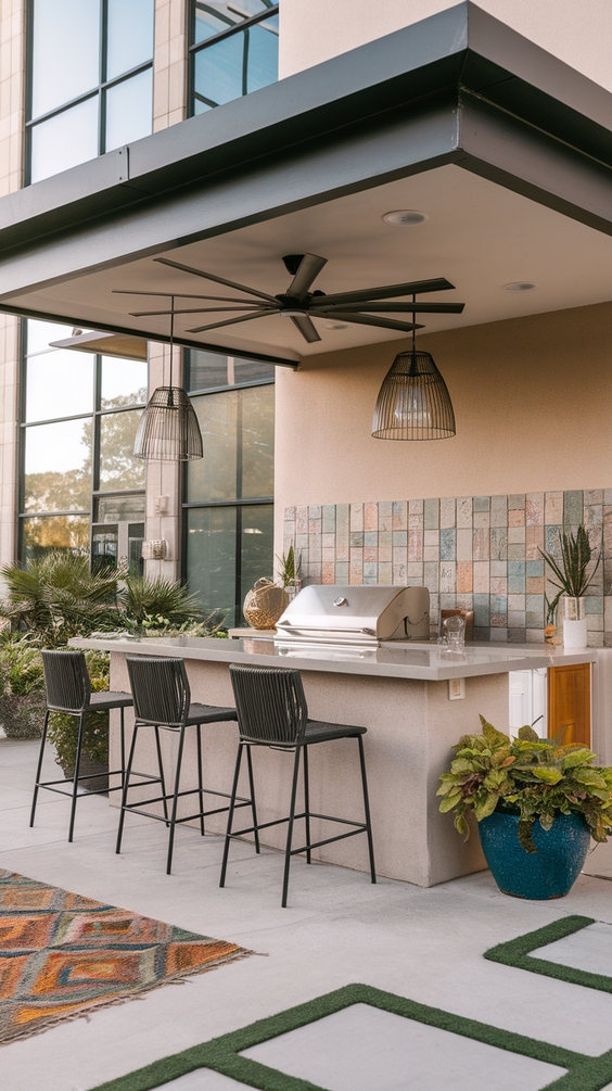 Outdoor BBQ Area with Roof Ideas for Stylish and Functional Backyard Grilling Spaces