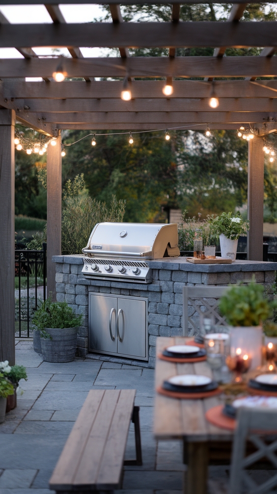 Outdoor BBQ Area with Roof Ideas for Stylish and Functional Backyard Grilling Spaces