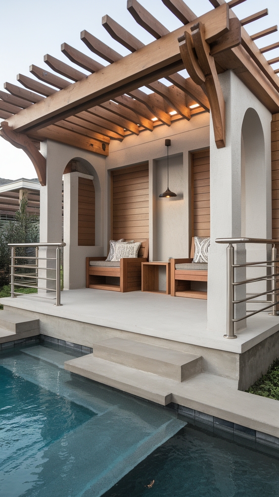 Pool Pavilion Ideas for Outdoor Living with Bar, Kitchen, Fireplace & More