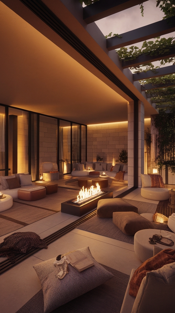 Indoor Outdoor Living Room Ideas with Sliding Doors, Rugs, and Modern Glass Wall Designs