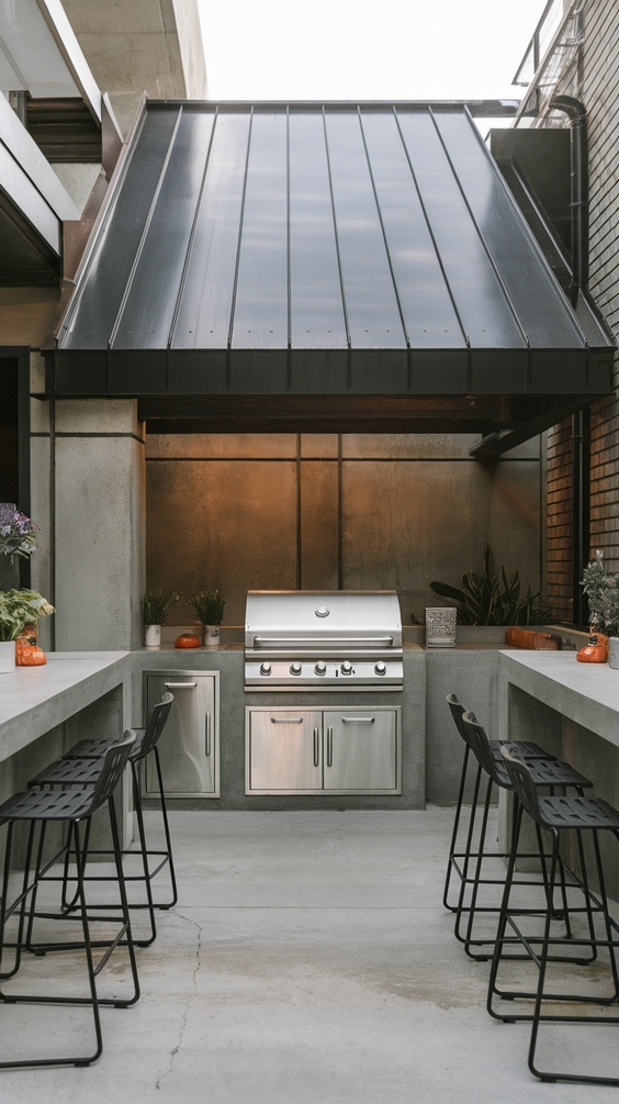 Outdoor BBQ Area with Roof Ideas for Stylish and Functional Backyard Grilling Spaces