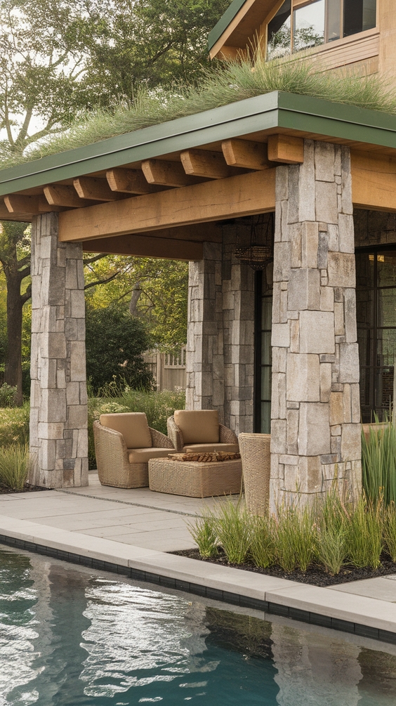 Pool Pavilion Ideas for Outdoor Living with Bar, Kitchen, Fireplace & More