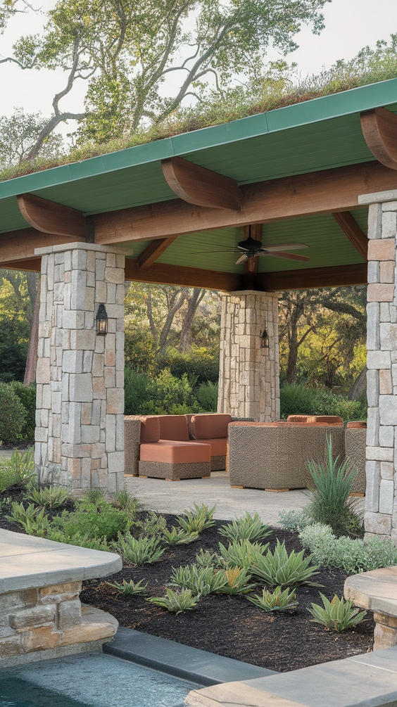 Pool Pavilion Ideas for Outdoor Living with Bar, Kitchen, Fireplace & More