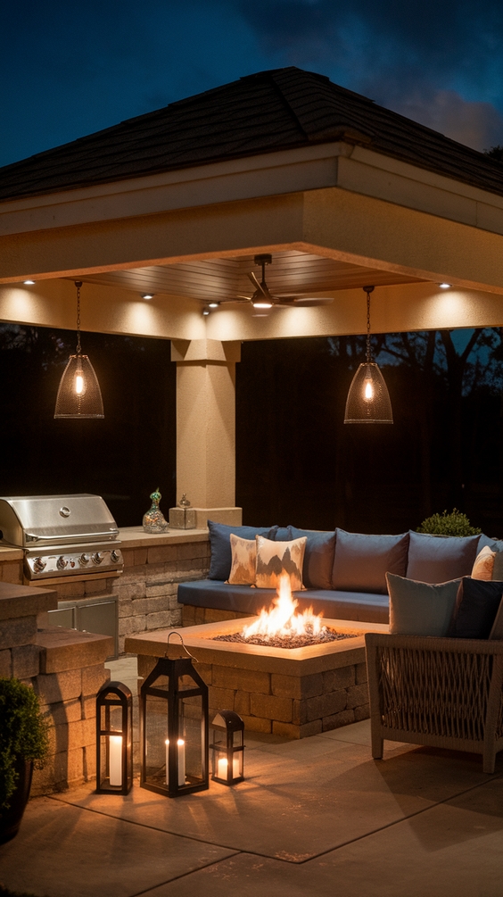 Outdoor BBQ Area with Roof Ideas for Stylish and Functional Backyard Grilling Spaces