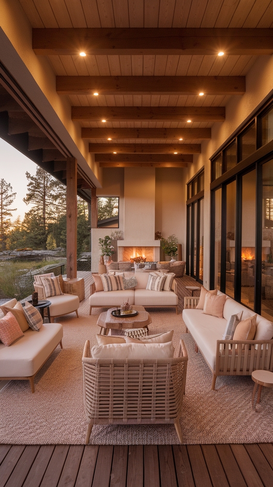 Indoor Outdoor Living Room Ideas with Sliding Doors, Rugs, and Modern Glass Wall Designs