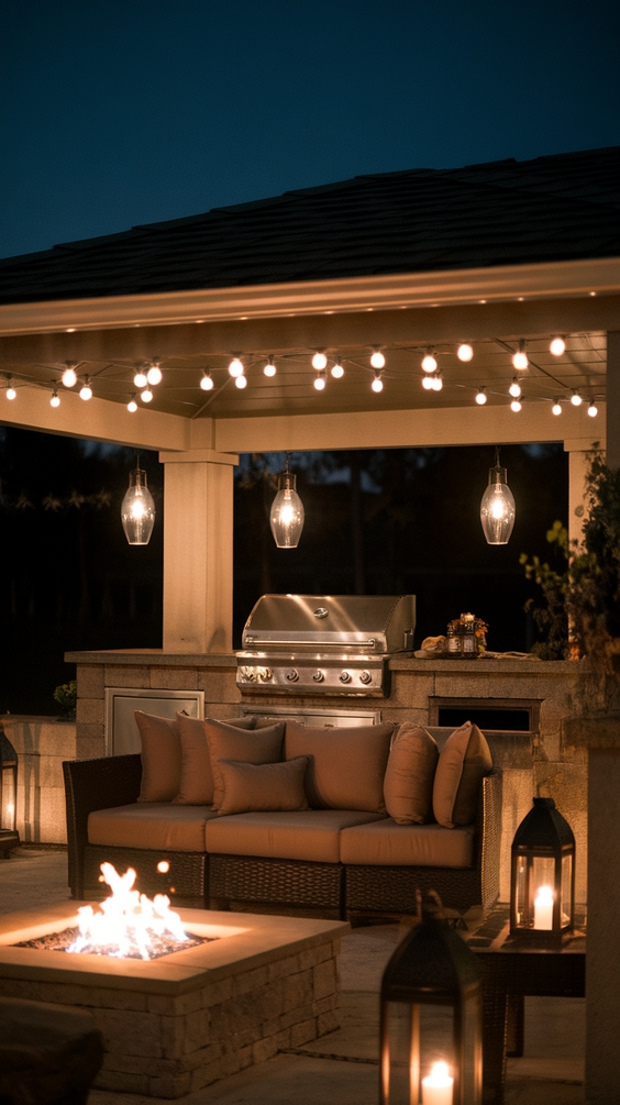 Outdoor BBQ Area with Roof Ideas for Stylish and Functional Backyard Grilling Spaces