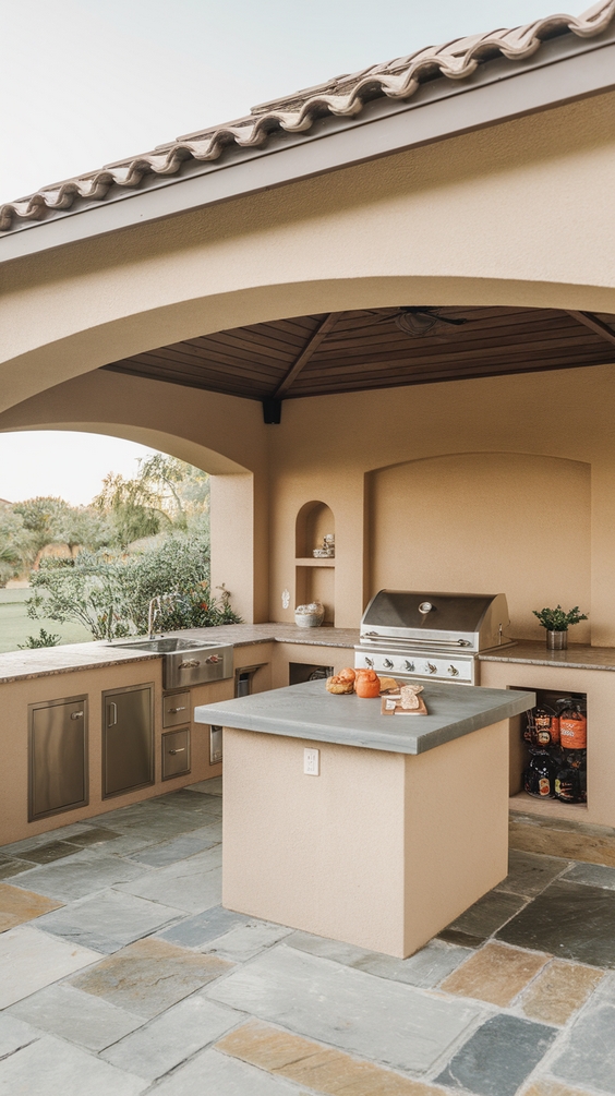 Outdoor BBQ Area with Roof Ideas for Stylish and Functional Backyard Grilling Spaces