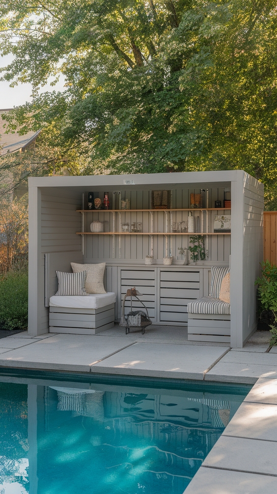 Pool Pavilion Ideas for Outdoor Living with Bar, Kitchen, Fireplace & More