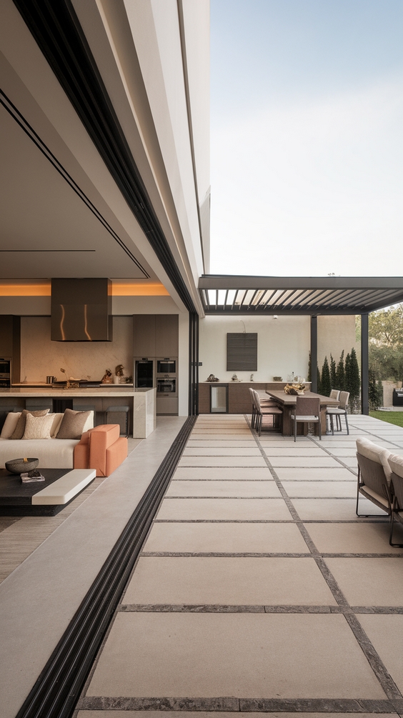 Indoor Outdoor Living Room Ideas with Sliding Doors, Rugs, and Modern Glass Wall Designs