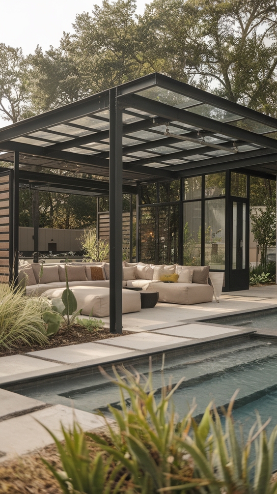 Pool Pavilion Ideas for Outdoor Living with Bar, Kitchen, Fireplace & More