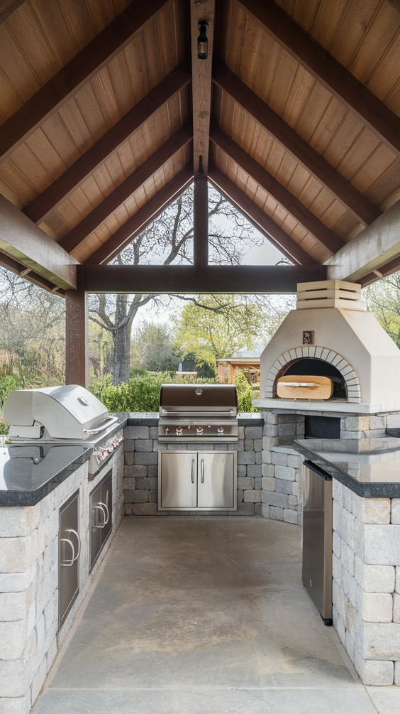 Outdoor BBQ Area with Roof Ideas for Stylish and Functional Backyard Grilling Spaces