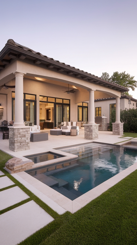 Pool Pavilion Ideas for Outdoor Living with Bar, Kitchen, Fireplace & More