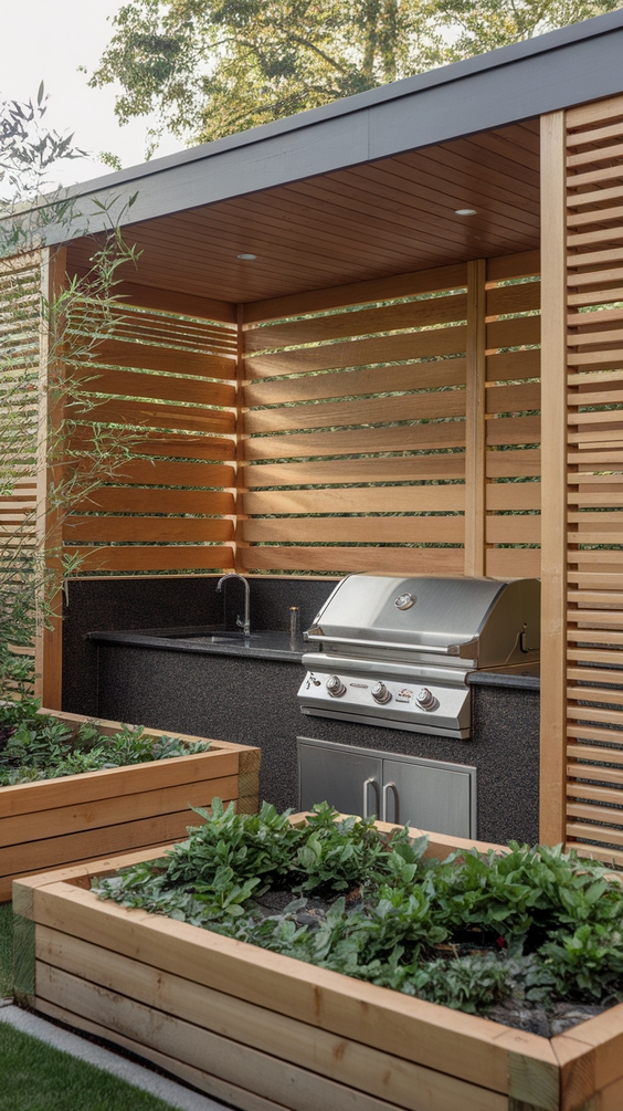 Outdoor BBQ Area with Roof Ideas for Stylish and Functional Backyard Grilling Spaces
