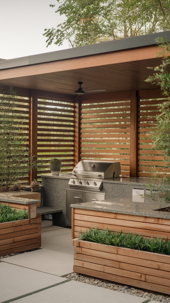 Outdoor BBQ Area with Roof Ideas for Stylish and Functional Backyard Grilling Spaces