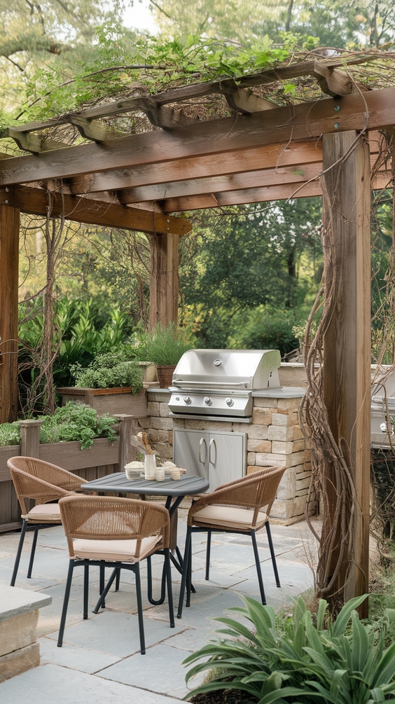 Outdoor BBQ Area with Roof Ideas for Stylish and Functional Backyard Grilling Spaces