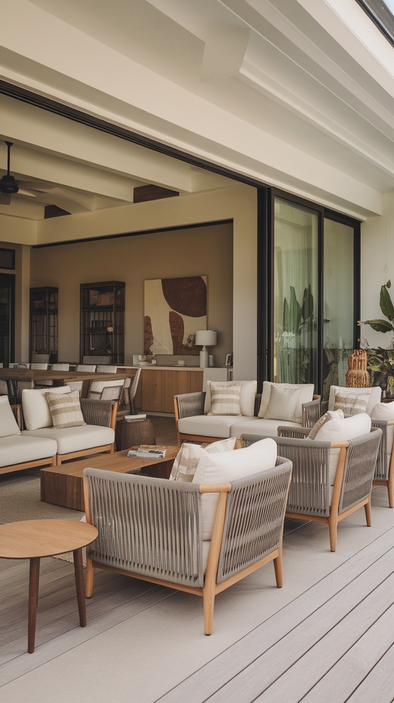 Indoor Outdoor Living Room Ideas with Sliding Doors, Rugs, and Modern Glass Wall Designs