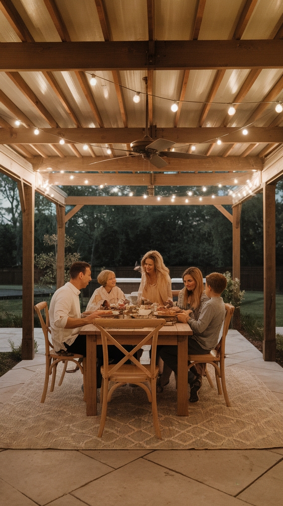 Outdoor Dining Area Ideas for Cozy Family Spaces with Covered Patios and Garden Views