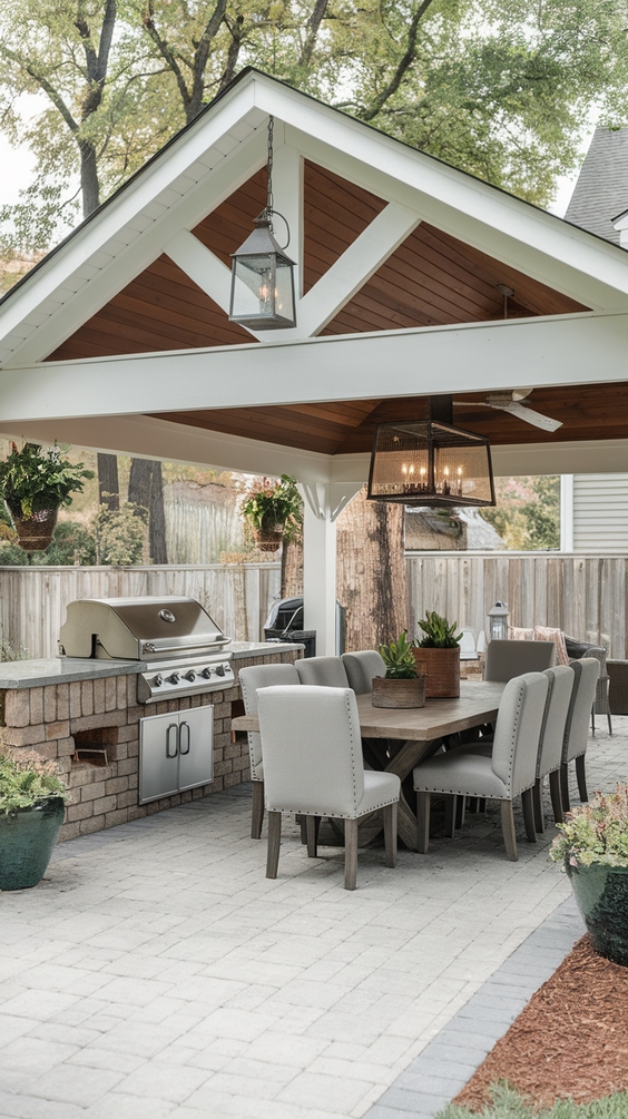 Outdoor BBQ Area with Roof Ideas for Stylish and Functional Backyard Grilling Spaces