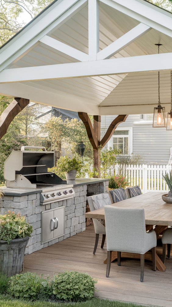 Outdoor BBQ Area with Roof Ideas for Stylish and Functional Backyard Grilling Spaces
