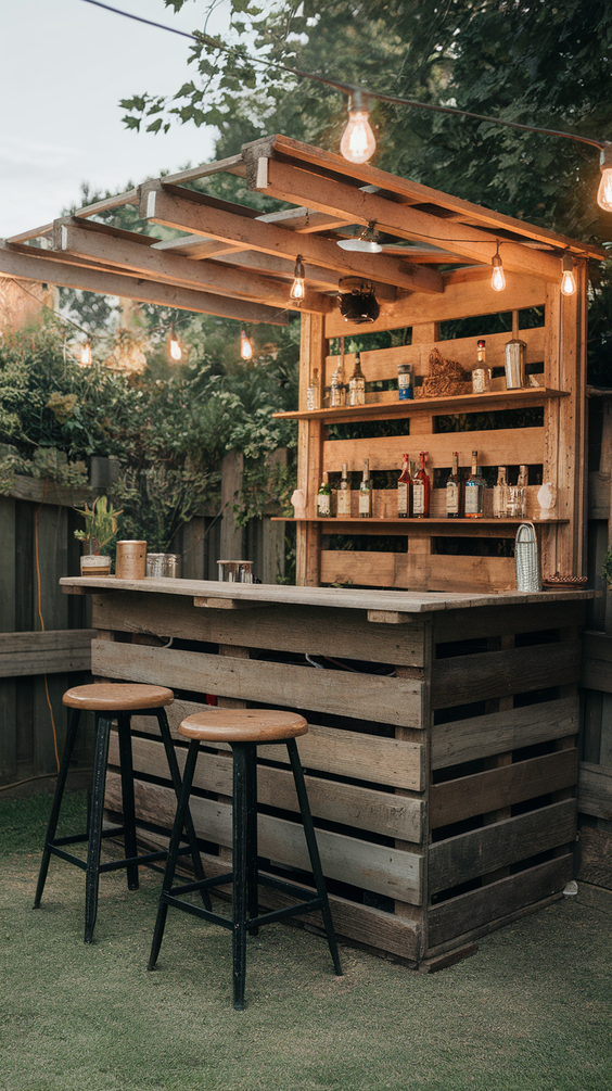 DIY Outdoor Bar Ideas for Backyards on a Budget Using Pallet, Wood, and Built-In BBQ Features