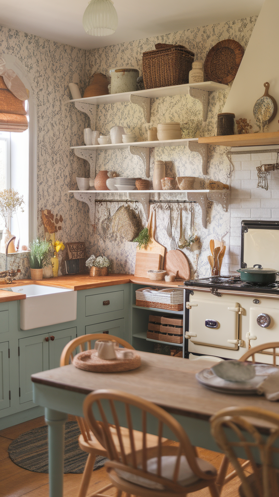 Cottage Core Kitchen Ideas for a Whimsical, Cozy, and Vintage-Inspired Cooking and Dining Space