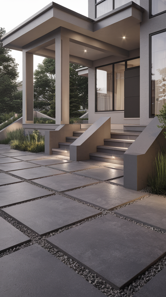 Modern Driveway Ideas That Elevate Curb Appeal with Concrete, Stones, and Smart Lighting