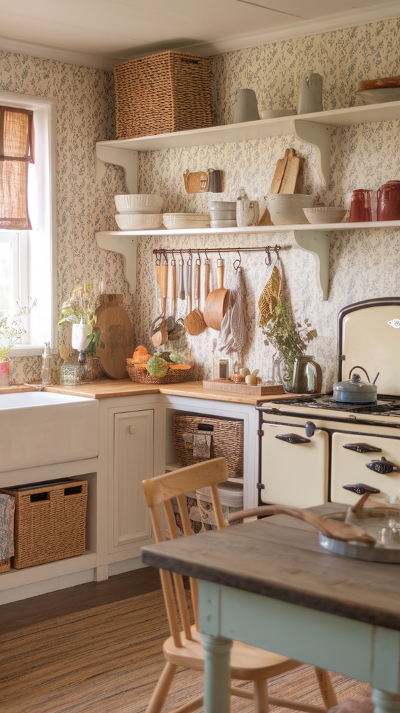 Cottage Core Kitchen Ideas for a Whimsical, Cozy, and Vintage-Inspired Cooking and Dining Space