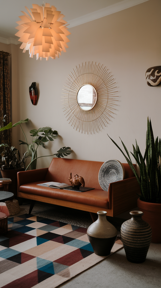 Mid Century Moderns Living Room Ideas with Cozy, Boho, and Scandinavian Interior Design Touches