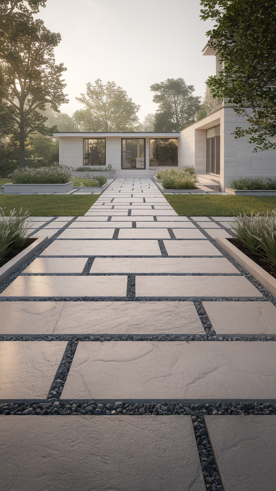 Modern Driveway Ideas That Elevate Curb Appeal with Concrete, Stones, and Smart Lighting