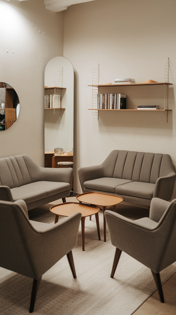 Mid Century Moderns Living Room Ideas with Cozy, Boho, and Scandinavian Interior Design Touches