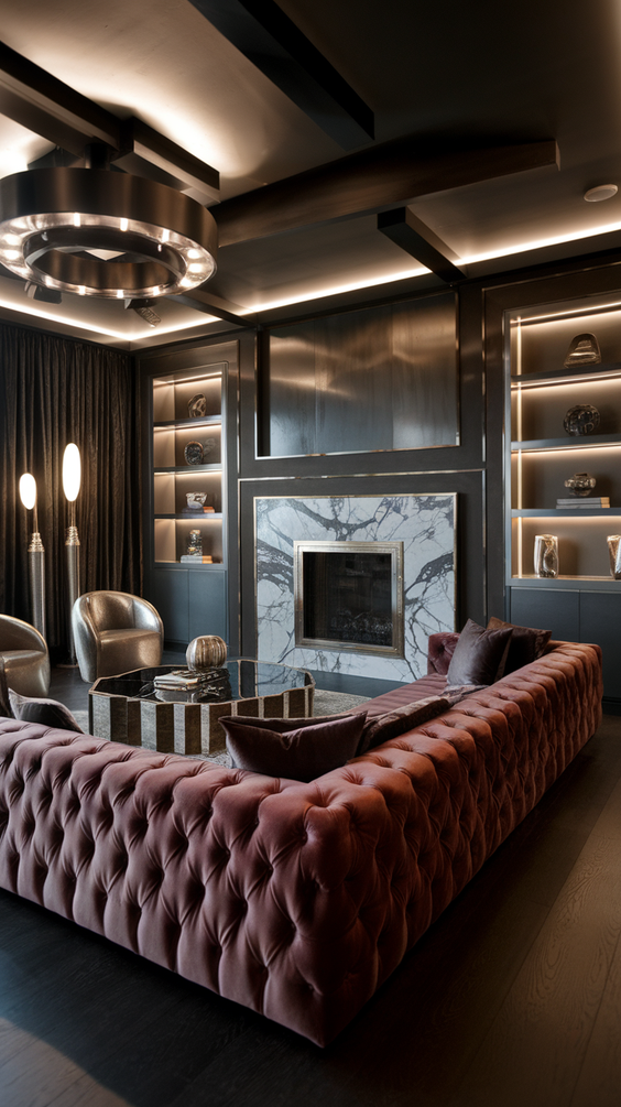 Cozy and Modern Family Room Designs Ideas for Small Spaces with Fireplace and Sectional Sofa