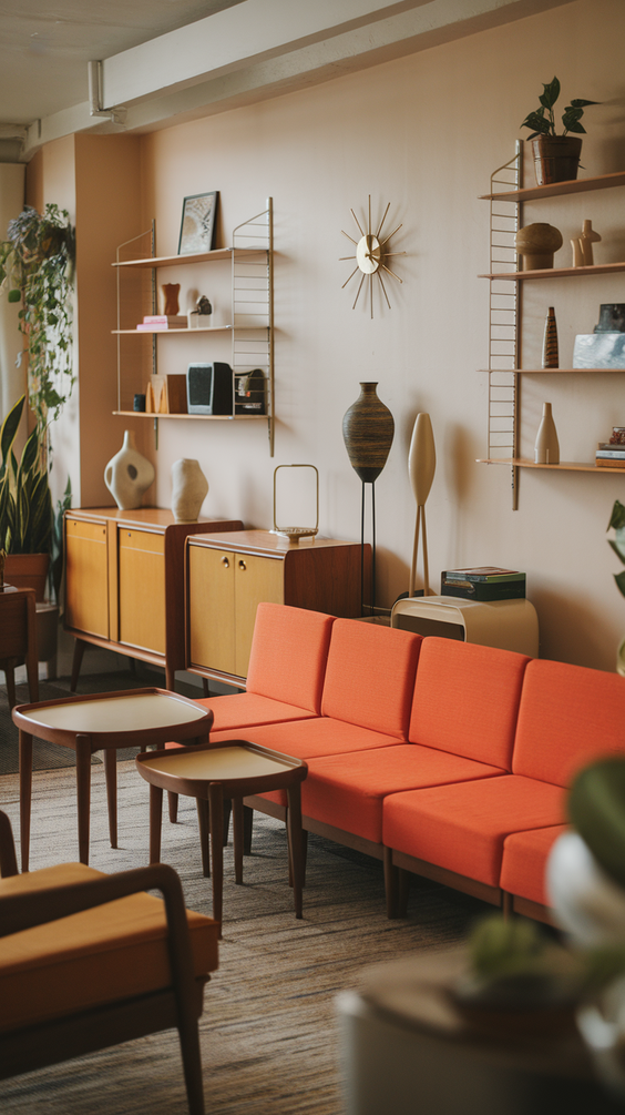 Mid Century Moderns Living Room Ideas with Cozy, Boho, and Scandinavian Interior Design Touches