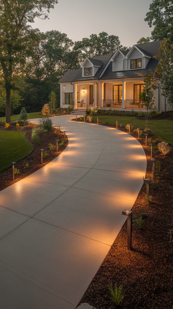 Modern Driveway Ideas That Elevate Curb Appeal with Concrete, Stones, and Smart Lighting