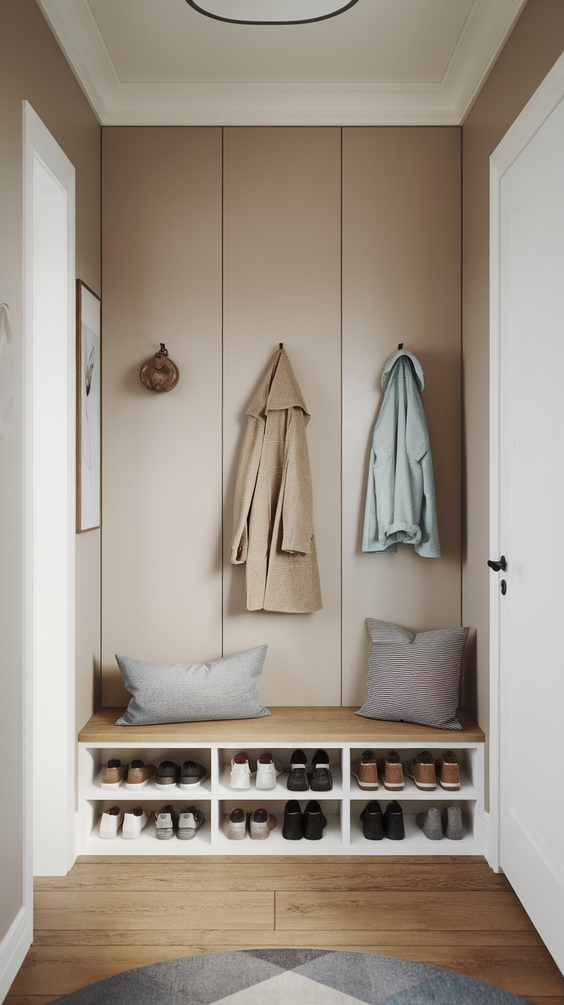 Modern Entryway Design Ideas for Stylish Apartments with Functional Furniture and Decor