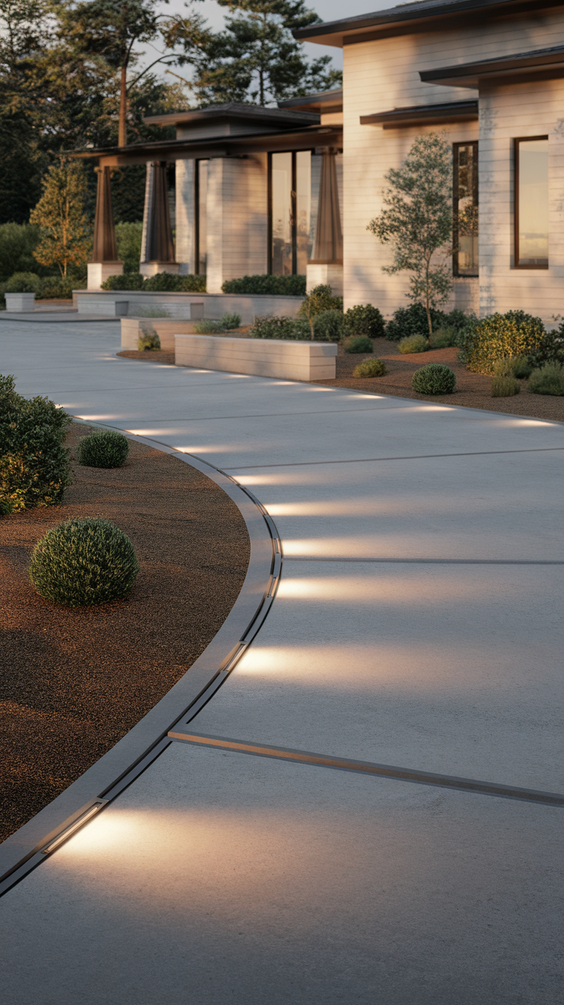 Modern Driveway Ideas That Elevate Curb Appeal with Concrete, Stones, and Smart Lighting