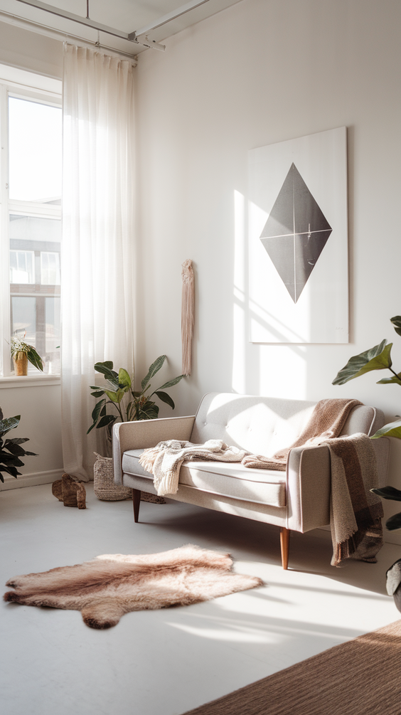 Mid Century Moderns Living Room Ideas with Cozy, Boho, and Scandinavian Interior Design Touches