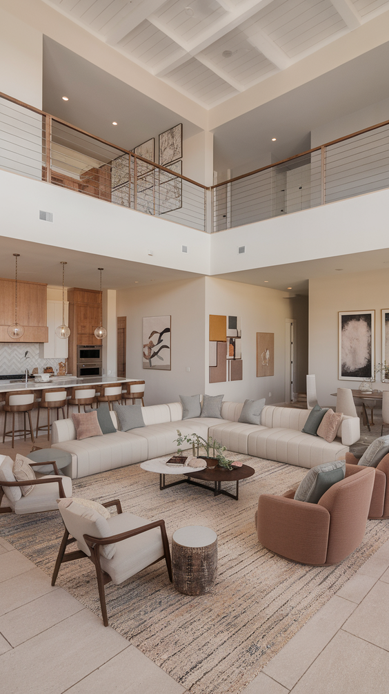 Cozy and Modern Family Room Designs Ideas for Small Spaces with Fireplace and Sectional Sofa