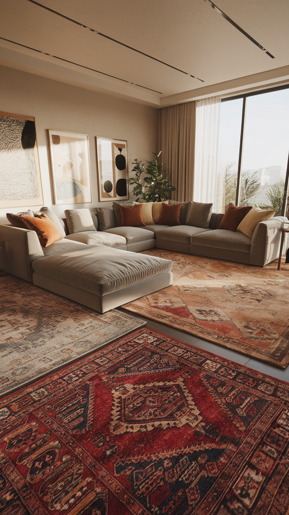 Cozy and Modern Family Room Designs Ideas for Small Spaces with Fireplace and Sectional Sofa