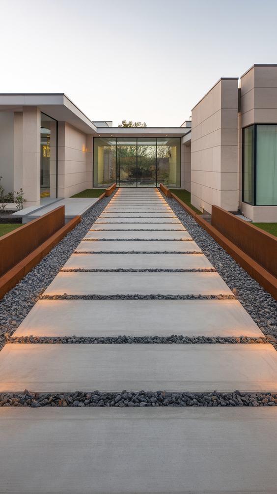 Modern Driveway Ideas That Elevate Curb Appeal with Concrete, Stones, and Smart Lighting